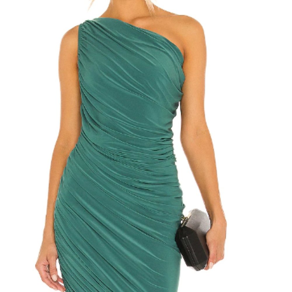 Revolve Norma Kamali Diana Gown in Mountain Green